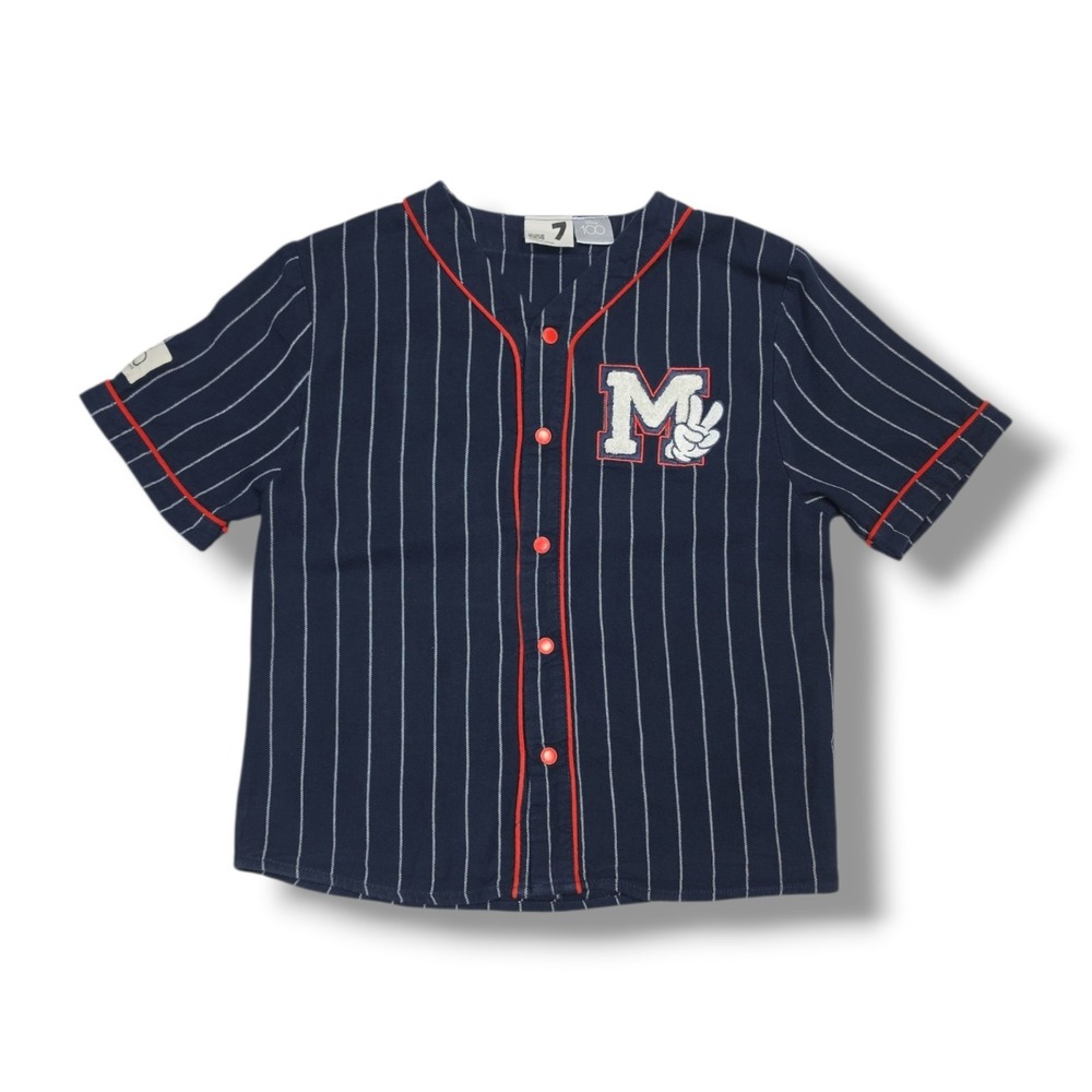 Disneys Mickey Mouse Baseball Jersey 100th Anniversary Embroidered Kid's Size 7